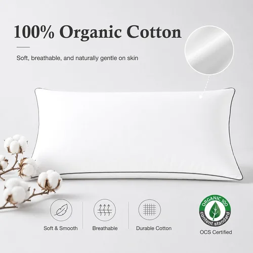 Vista 6 de DWR Almohada corporal de plumas de ganso, envoltura alternativa al plumón, funda de algodón orgánico, almohada de cuerpo completo de soporte medio