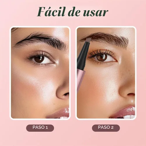 Vista 4 de 2 lápices de cejas impermeables, 4 puntas, maquillaje natural, trazo fino, mágico, 3D, microblading para mujeres (marrón oscuro)