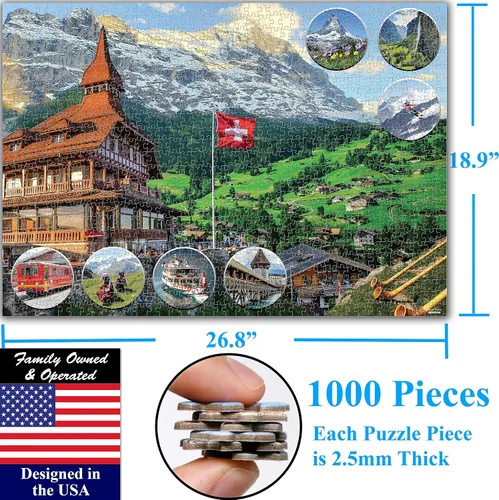 Vista 6 de Think2Master Rompecabezas de 1000 piezas de los Alpes suizos (Grindelwald). (para adolescentes y adultos). El tamaño del rompecabezas terminado
