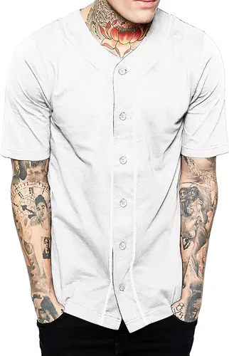 Vista 16 de Hat and Beyond camiseta de béisbol para hombre con botones hipster hip hop