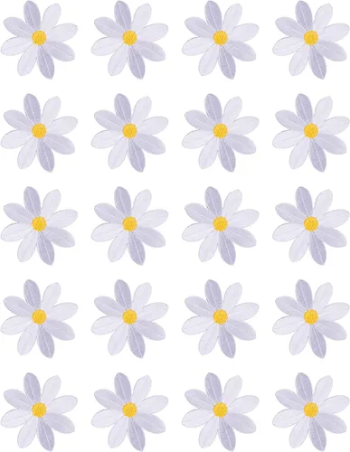 Vista 14 de 20 piezas de 2.7 pulgadas de margaritas grandes de hierro bordados con apliques florales para ropa, cortina, almohada, manta, adornos, zapatos