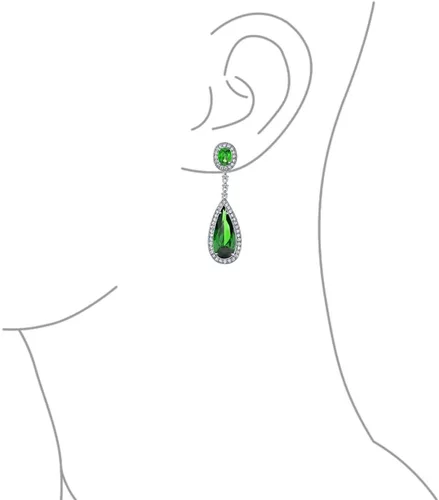 Vista 3 de Clásico Estate Jewelry Nupcial Art Deco Estilo Halo Lineal Largo CZ Declaración Colgantes de Lágrima Pendientes de araña para Mujeres Graduación