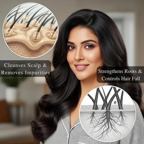 Vista 4 de KVAAS 3 en 1 Amla Shikakai Areetha Powder 3.53 oz Natural & Pure Mix para el cuidado del cabello