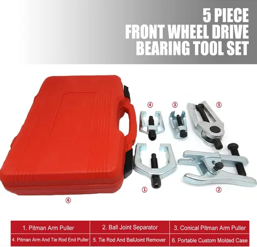 Vista 2 de FEXON Kit de herramientas de servicio frontal de 5 piezas 5-en-1, separador de juntas de bola, extractor de brazo Pitman, juego de barras