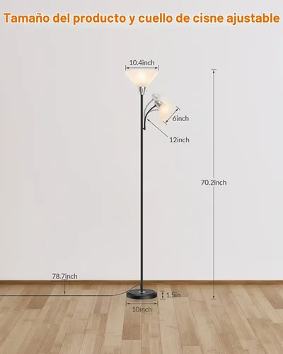 Vista 9 de LEPOWER Lámpara de pie, lámpara de pie brillante con luces LED reemplazables de 3000K