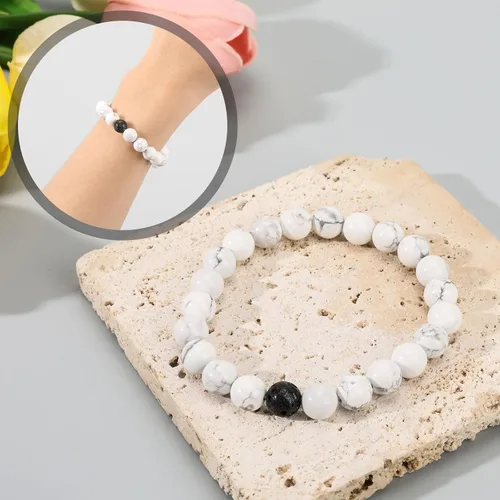 Vista 3 de XYZBSTAR 2Pcs Beaded Stretch Bracelets 8mm Round Gemstone Healing Crystal Stone Bracelet Gift for Women Man Couple Reiki Jewelry