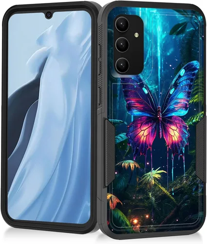 Vista 18 de Funda para Galaxy A14 5G, resistente de doble capa híbrida de policarbonato duro, goma suave, a prueba de golpes, funda protectora resistente
