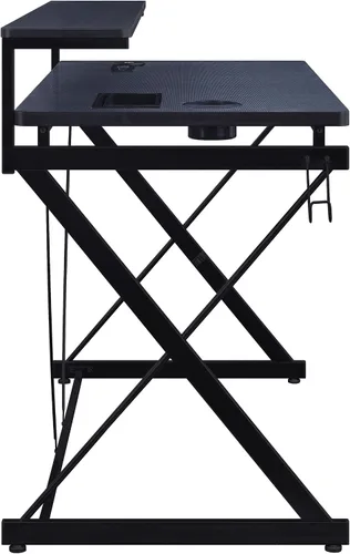 Vista 10 de OSP Home Furnishings Emulator Battlestation - Escritorio para juegos con luces LED RGB, color negro