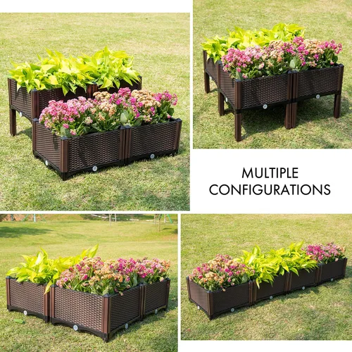 Vista 2 de D'vine Dev Camas elevadas – Caja de jardín elevada con tapón de drenaje, macetas de pie para kit de jardinería de vegetales/flores/hierbas, RGB-4