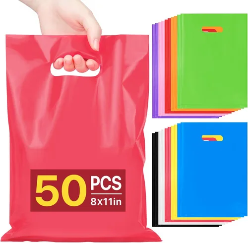 Vista 26 de ANZNKU 50 bolsas negras de recuerdo de fiesta, 8 x 11 pulgadas, bolsa de regalo para dulces de Pascua, joyas artesanales, bolsas de regalo