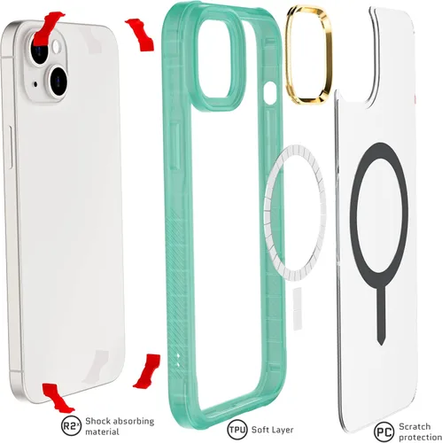 Vista 171 de Ghostek Covert Clear - Funda transparente para iPhone 15 Plus, silicona a prueba de golpes, compatible con accesorios Apple MagSafe, funda Negro