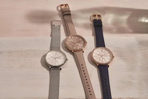 Vista 6 de Fossil Reloj Jacqueline de cuarzo de acero inoxidable y cuero para mujer, Jacqueline ES5207 - Reloj de 3 manecillas