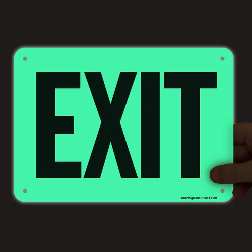 Vista 5 de SmartSign Letrero "Exit" Aluminio que brilla en la oscuridad de 7 x 10 pulgadas, fabricado en Estados Unidos
