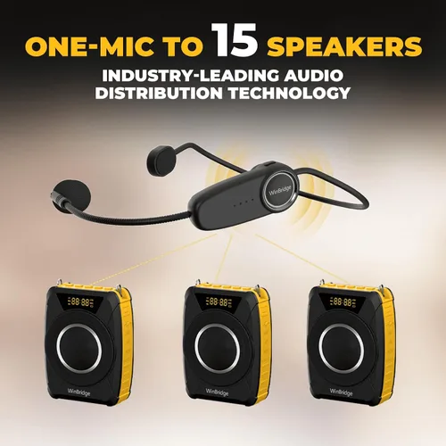 Vista 8 de Amplificador de voz con auriculares de micrófono inalámbrico – Altavoz portátil resistente al agua con micrófono con TWS estéreo, SOS, grabación