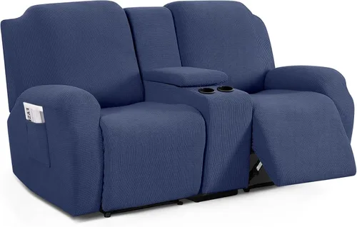 Vista 10 de TAOCOCO Funda reclinable para sofá biplaza con consola central, funda elástica para sofá reclinable de 2 asientos, fundas de sofá reclinable de Beige