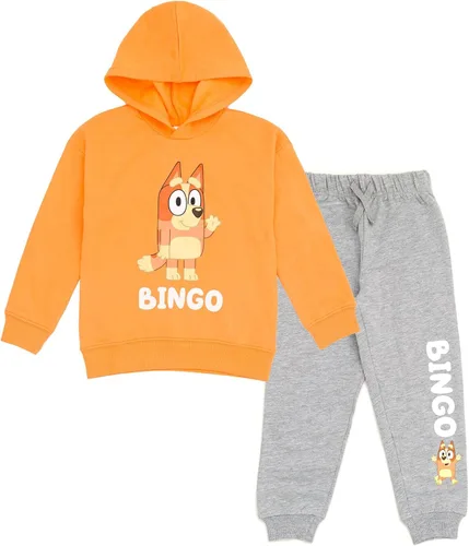 Vista 7 de Conjunto de sudadera con capucha y pantalones de forro polar Bluey para niños pequeños de tamaños 2T a 7-8 Azul/gris