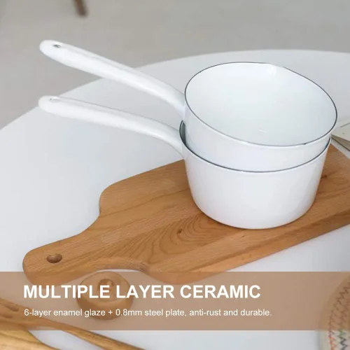 Vista 15 de Cacerola de 1.2L, sartén esmaltada para leche, calentador de mantequilla, olla de leche, fácil de cocinar y limpiar, olla antiadherente para hervir