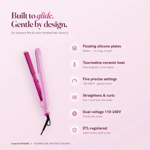 Vista 5 de IZUTECH BTX450 One Inch Styler Algodón Rosa
