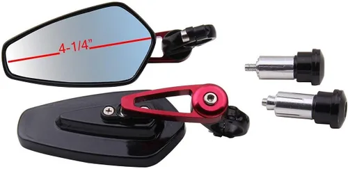 Vista 3 de Espejos de barra de flecha negra con vástago rojo compatible con Ducati Hypermotard 939 SP 2018