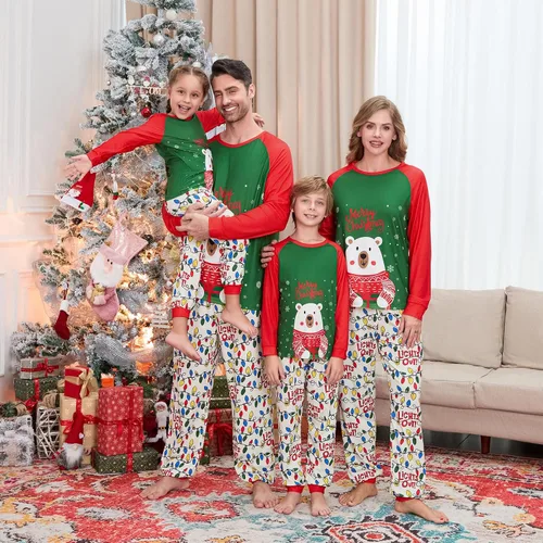Vista 5 de WephuPSho Pijamas de Navidad a juego para la familia, pijamas de Navidad para adultos y niños