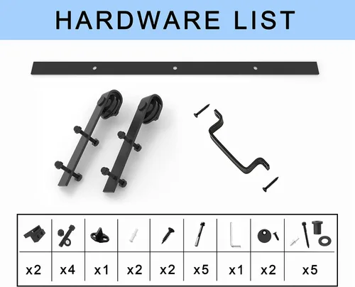 Vista 3 de Puertas correderas de granero de 30 x 84 pulgadas para habitación con kit de herramientas incluido
