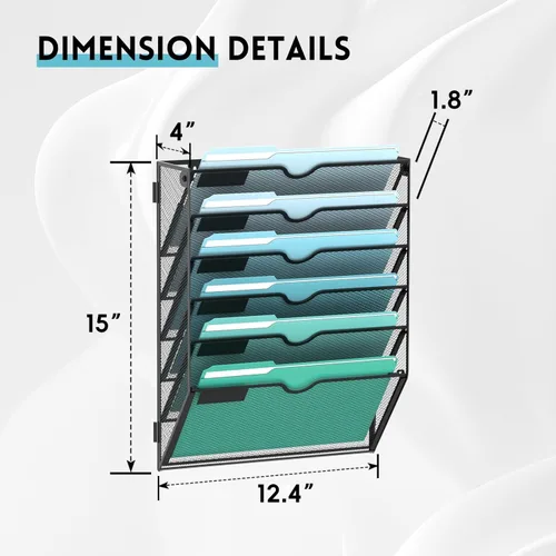 Vista 2 de SUPEASY Organizador de archivos de pared de 6 niveles, archivos de pared colgantes para papeles, carpetas, revistas, organizador de pared