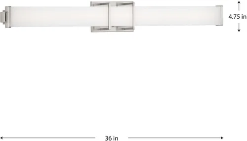 Vista 13 de Progress Lighting Phase 2.2 LED Collection - Lámpara de tocador de baño moderna con pantalla blanca de 36 pulgadas, níquel cepillado, 4.75 x 36.00 x