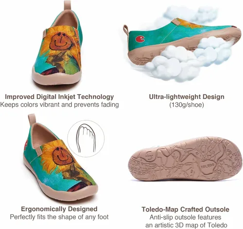 Vista 7 de UIN Zapatos de viaje artísticos para mujer, mocasines casuales acogedores, ligeros, cómodos, a la moda, tenis Toledo