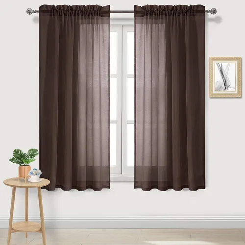 Vista 81 de DWCN Cortinas Transparentes Aqua de Voile Semitransparente con Bolsillo para Barra para Dormitorio y Sala de Estar, 36 x 36 pulgadas de Largo, Juego