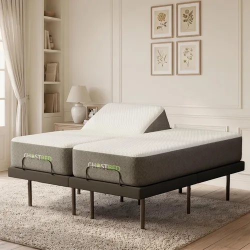 Vista 14 de Cama ajustable GhostBed con colchón híbrido de 12 pulgadas en una caja, tamaño Queen