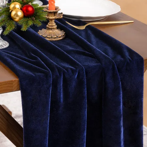Vista 9 de Socomi Camino de mesa de terciopelo negro para el día de San Valentín, decoración de 20 x 120 pulgadas, tela de 10 pies, camino de boda de Acción