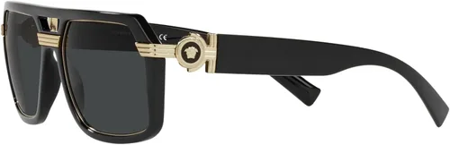 Vista 3 de Versace - Gafas de sol para hombre con marco negro, lentes gris oscuro, 58 mm