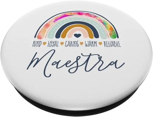 Vista 2 de Maestra Cute Rainbow Regalos para Maestra Bilingue Teache PopSockets intercambiables PopGrip
