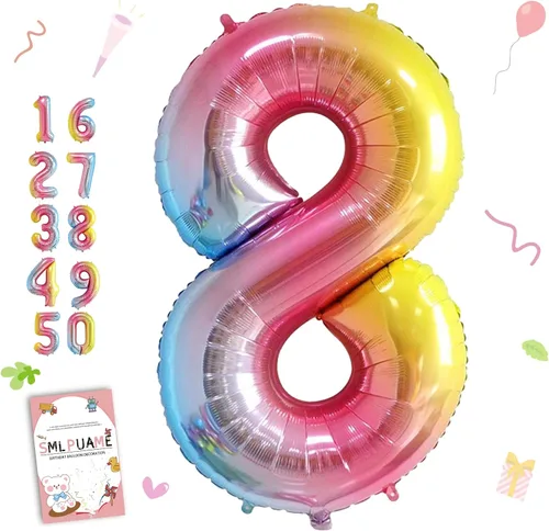 Vista 29 de Globos grandes de 40 pulgadas de números del 0 al 9, globos numéricos para decoración de fiesta de cumpleaños, globos de helio de aluminio