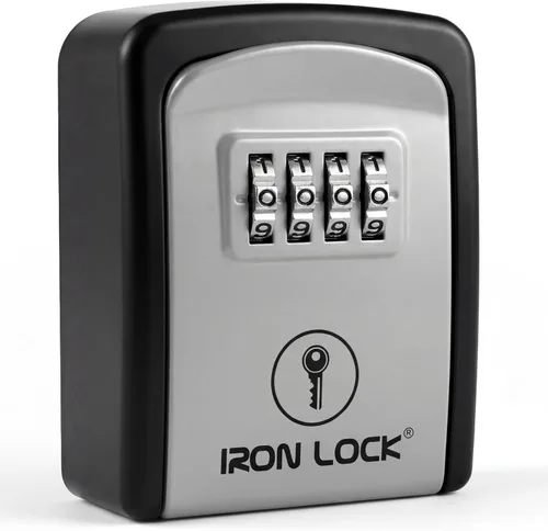 Vista 16 de Iron Lock® - Caja de bloqueo de llave pequeña para montaje en pared con código, para exteriores (negro) 10,000 resettable combos, no app or dead