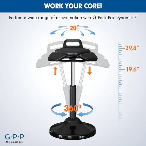Vista 2 de Taburete de escritorio de pie – Silla ergonómica giratoria de 360° con altura ajustable (19.6–29.8 pulgadas) para sentarse o inclinarse cómodamente