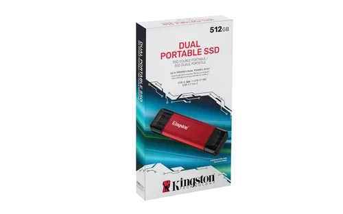 Vista 5 de Kingston SSD portátil dual USB-A/C de 512 GB Hasta 1050 MB/s USB 3.2 Gen 2 SPSD/512GB