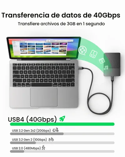 Vista 2 de Silkland Cable USB 4 de 40 Gbps para Thunderbolt 4 de 4 pies, 240 W PD3.1