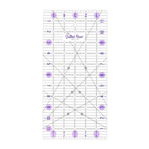 Vista 26 de The Quilted Bear Reglas de Acolchado - Regla Acrílica Transparente Antideslizante para Acolchado, Patchwork y Costura con Líneas Negras Claras
