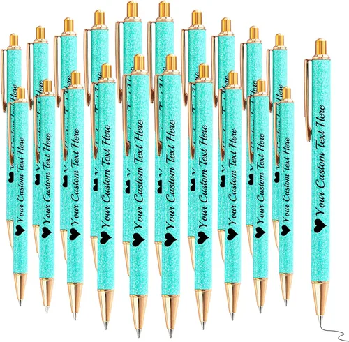 Vista 58 de Bolígrafos con purpurina personalizados con nombre, bolígrafos bonitos y bonitos personalizados, bolígrafos retráctiles de tinta negra, suministros