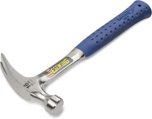 Vista 3 de ESTWING Martillo – Garra recta de 16 onzas con cara lisa y agarre de reducción de golpes – E3-16S & Pro Claw Nail Puller – Barra de palanca de 9
