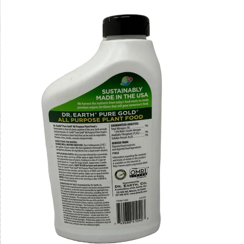 Vista 2 de Dr. Earth Pure Gold - Alimento líquido multiusos para plantas, concentrado de 24 onzas