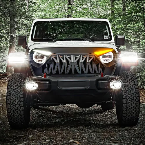 Vista 6 de Parrilla delantera compatible con Jeep Wrangler JL JLU Gladiator JT 2018