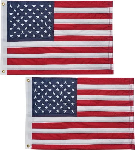 Vista 13 de Bradford Bandera estadounidense de algodón de 12 x 18 pulgadas, bandera estadounidense bordada de barco pequeño con 2 ojales de latón, banderas