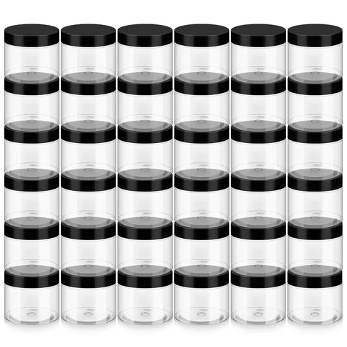 Vista 12 de Loretoy Paquete de 36 tarros de plástico de 1 onza con tapas, sin BPA, reutilizables, rellenables, recipientes de cosméticos transparentes