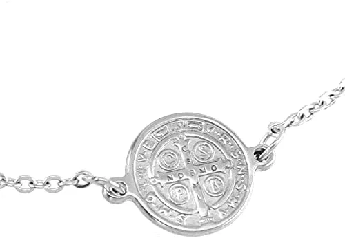Vista 5 de HGTTH - Medalla de San Benito de acero inoxidable para mujer Medalla San Benito Acero Inoxidable 71in acero
