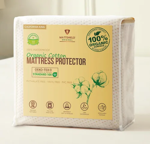 Vista 18 de Protector de Colchón Orgánico Impermeable Individual – Parte Superior de Algodón Orgánico Suave – Cubierta Silenciosa y Transpirable de 250 GSM