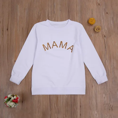 Vista 6 de Mommy and Me - Camiseta a juego con estampado de letras de manga larga suéter para el otoño