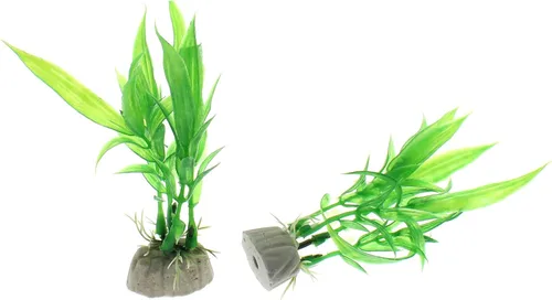 Vista 2 de 4 piezas de plantas de plástico artificiales verdes para pecera, decoración de acuario de peces