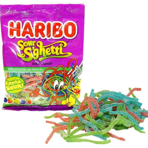 Vista 3 de Haribo Sour S'ghetti Gummi Candy, 5 onzas, (paquete de 2)
